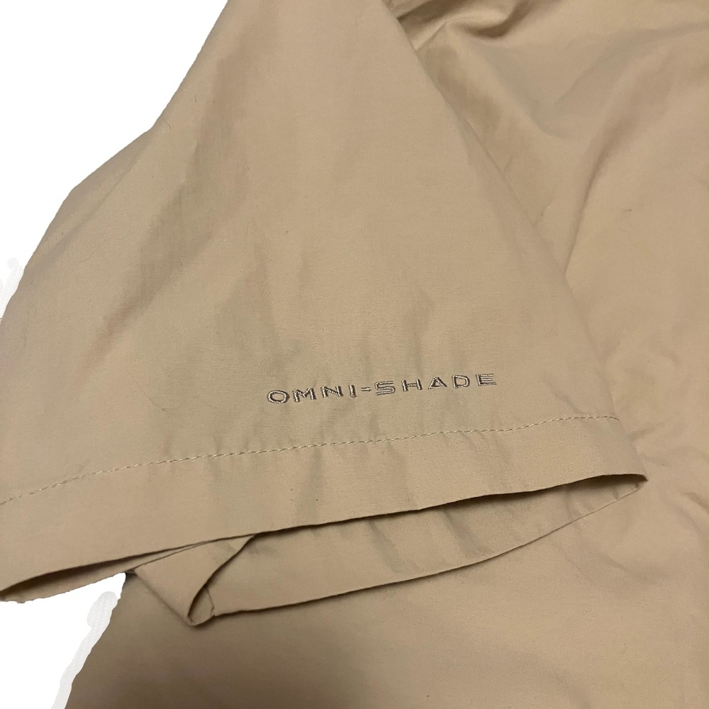 Columbia PFG Mens Short Sleeve Fishing Shirt Tan Khaki Omni-Shade Large Utility - Picture 7 of 9